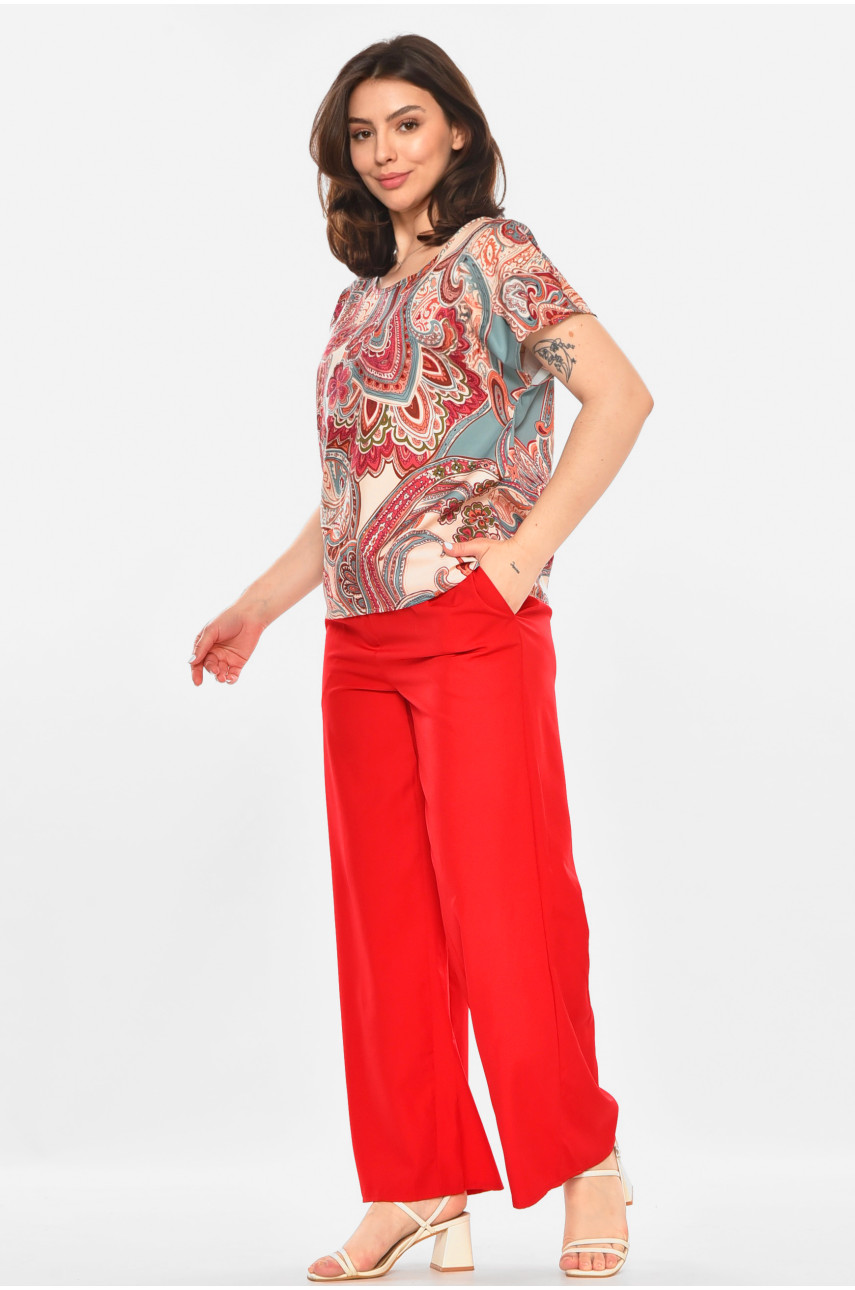 Костюм жіночий червоного кольору з принтом 213636