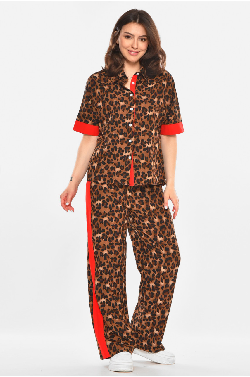 Костюм жіночий коричневого кольору з принтом 213637