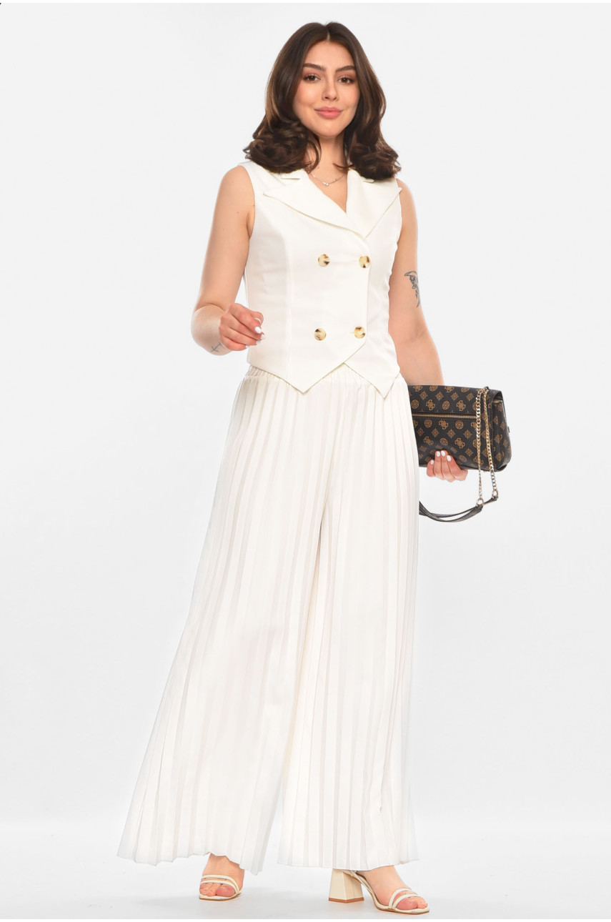 Костюм женский однотонный белого цвета 213648