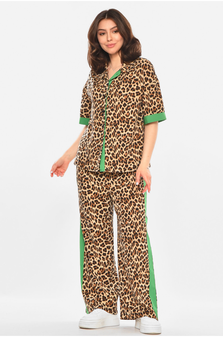 Костюм жіночий бежевого кольору з принтом 213656