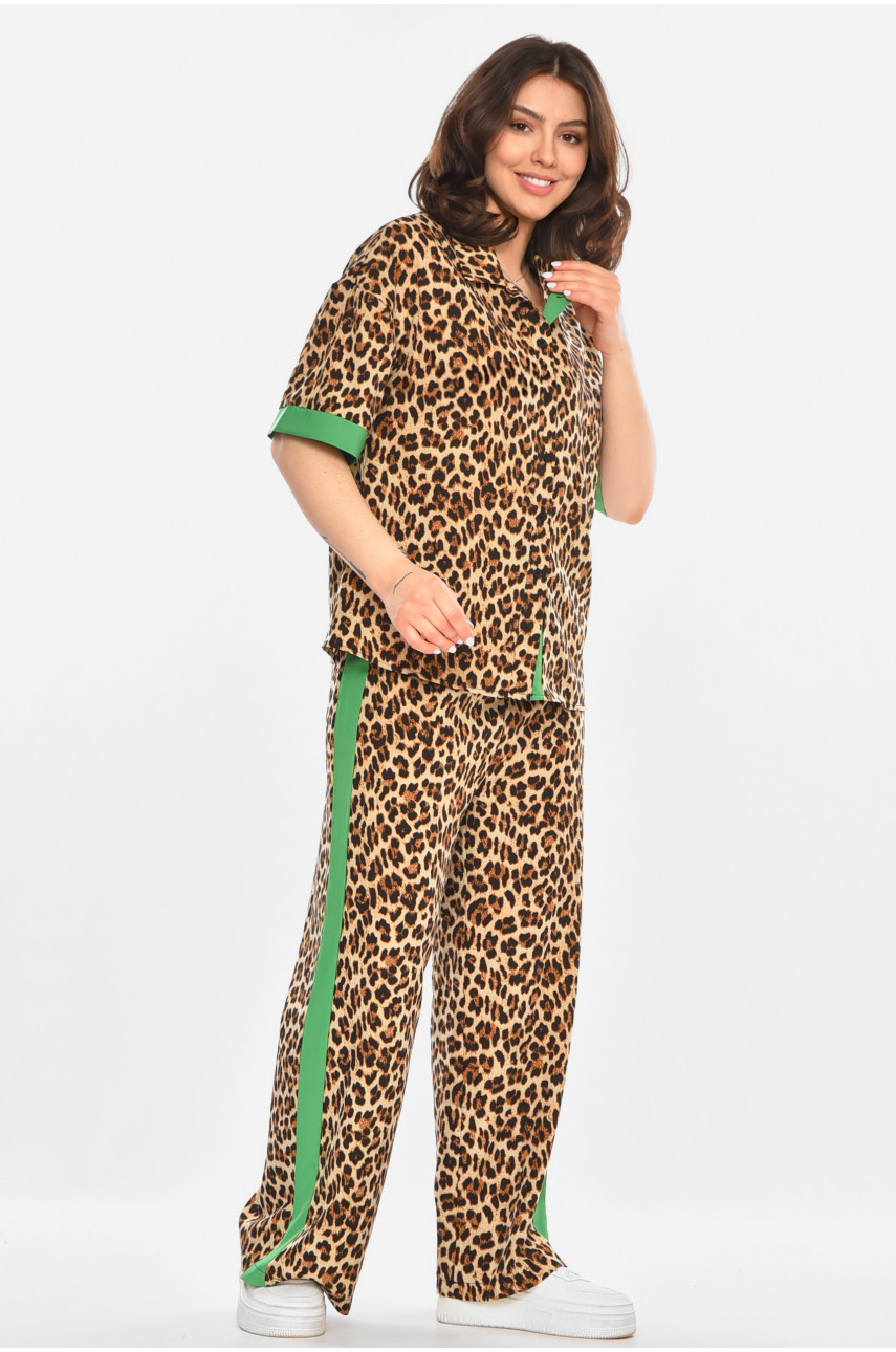 Костюм жіночий бежевого кольору з принтом 213656