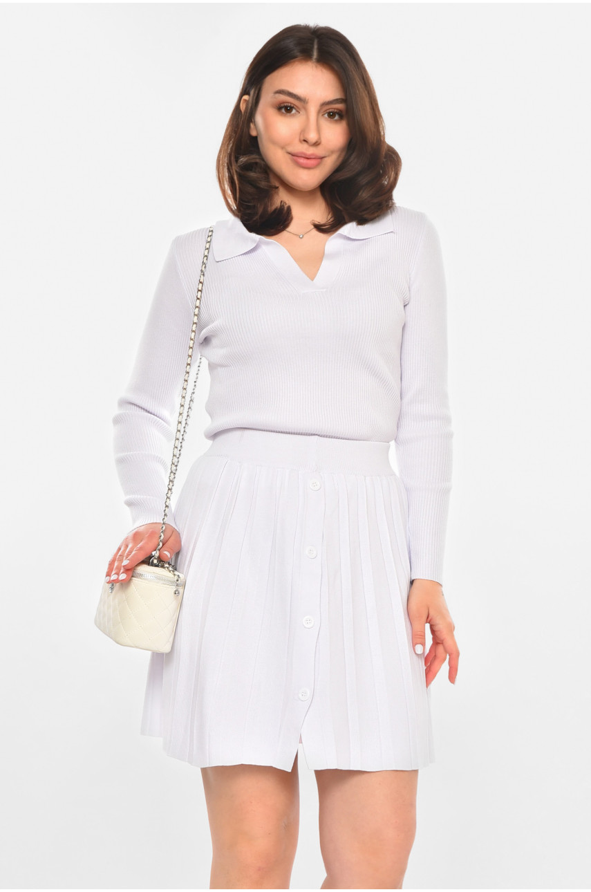 Костюм жіночий однотонний білого кольору 213662