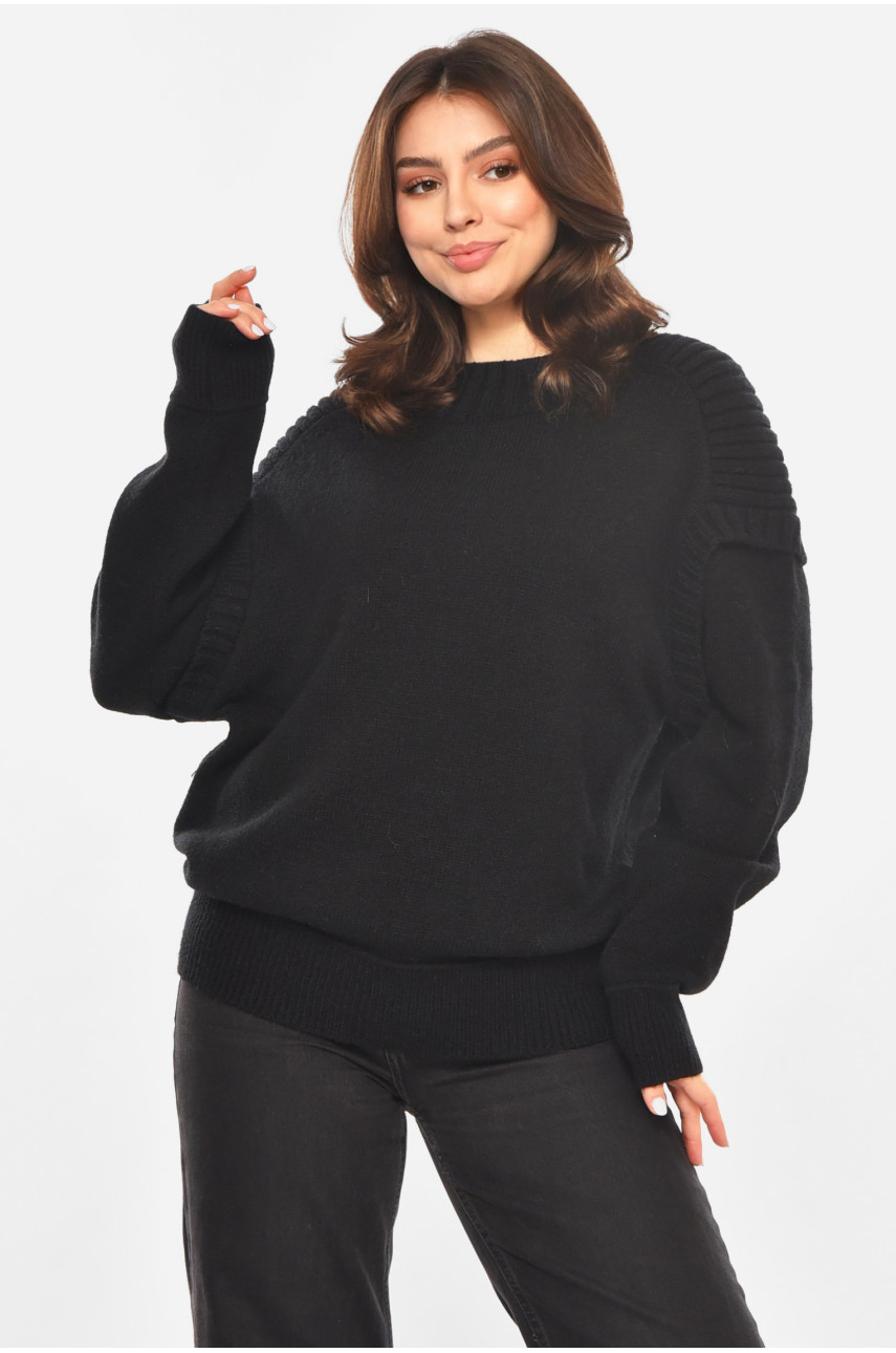 Светр жіночий в'язаний чорного кольору 213667