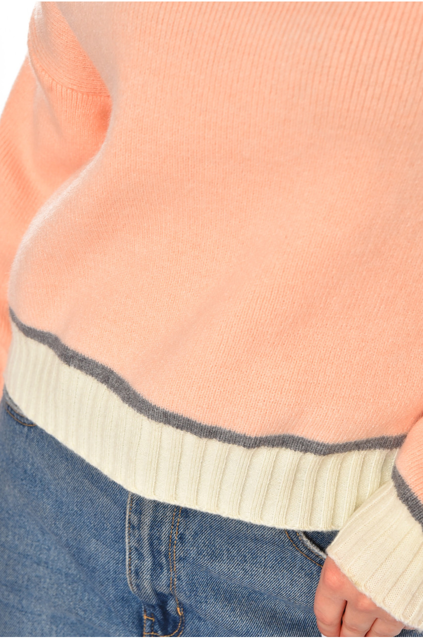 Светр жіночий в'язаний світло-рожевого кольору 213669