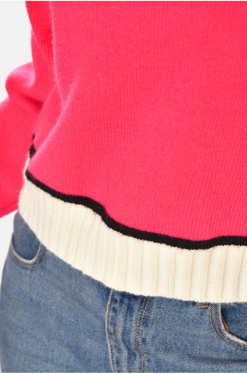 Светр жіночий в'язаний рожевого кольору 213674