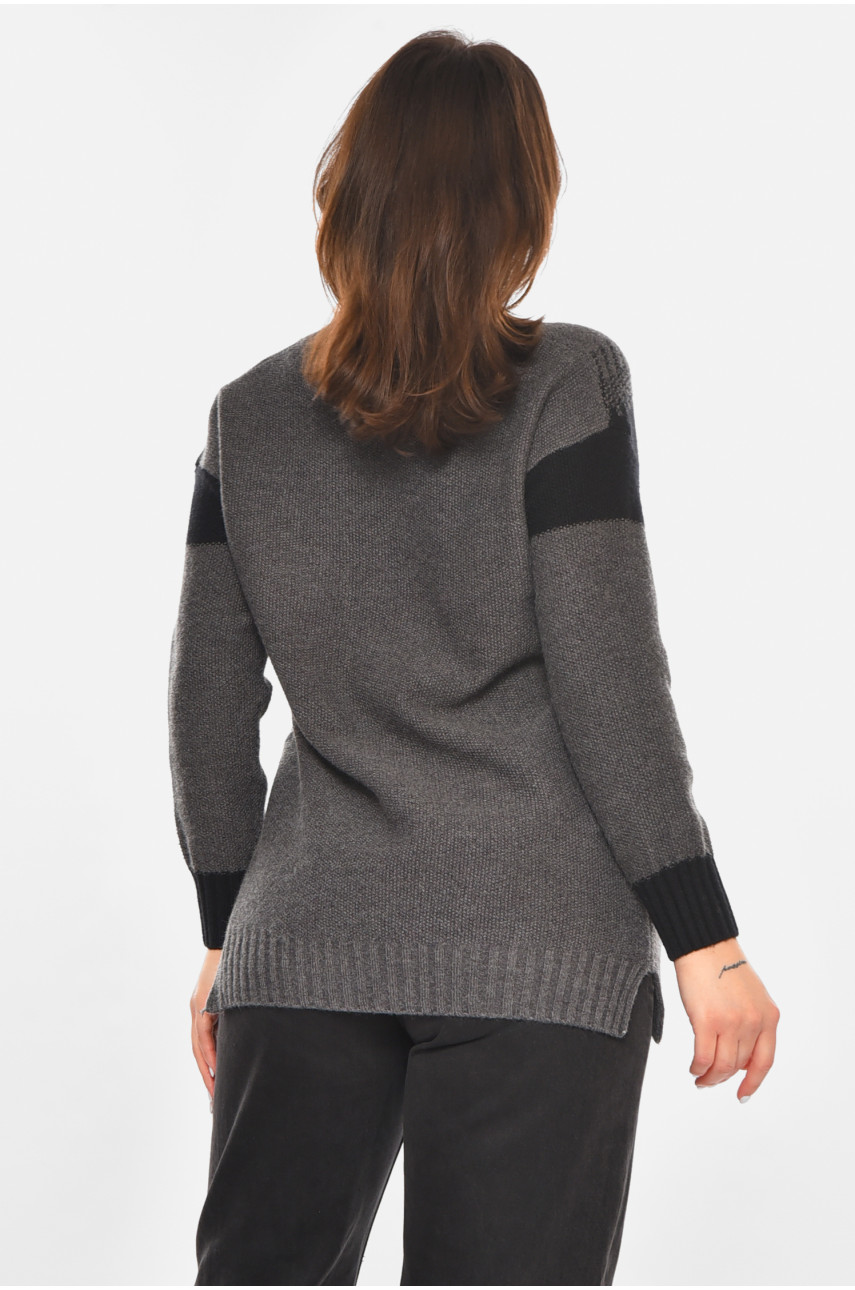 Светр жіночий сірого кольору з принтом 213731