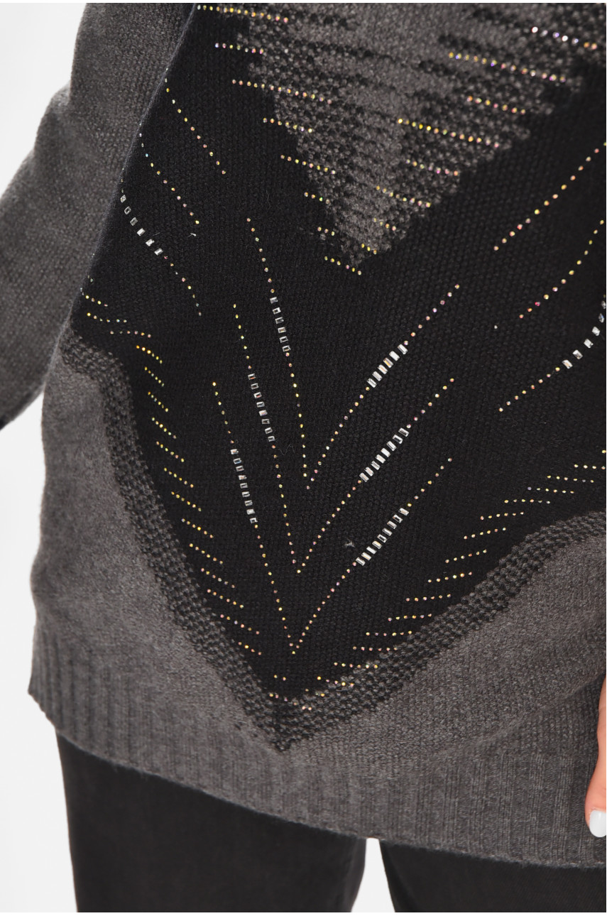 Светр жіночий сірого кольору з принтом 213731