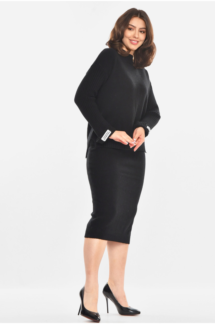 Костюм жіночий кашеміровий чорного кольору 213741