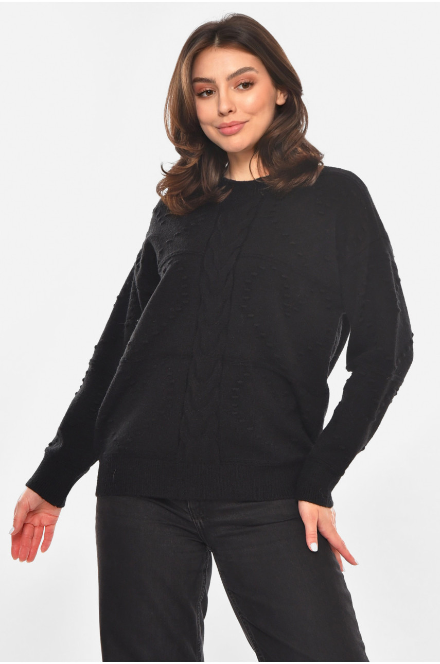 Светр жіночий однотонний чорного кольору 213750