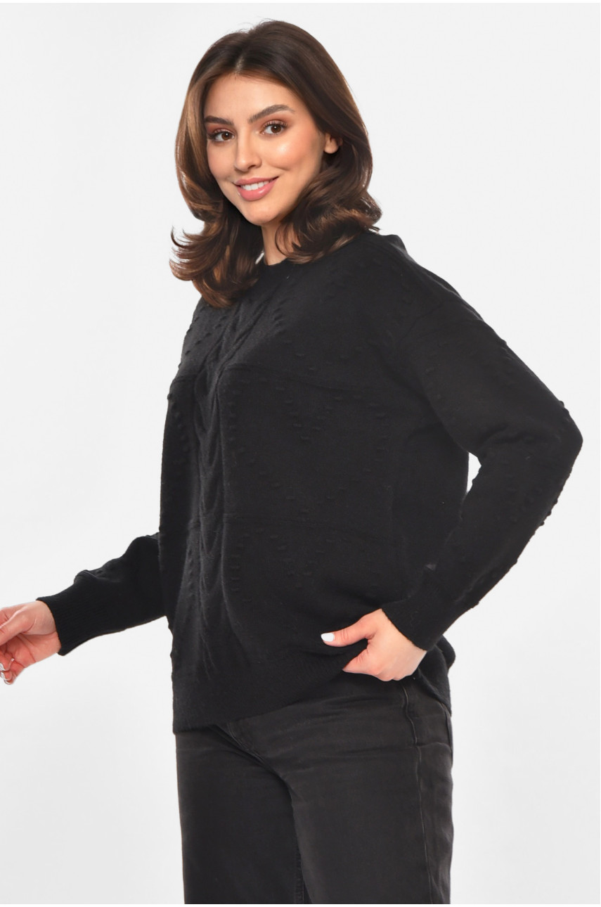 Светр жіночий однотонний чорного кольору 213750