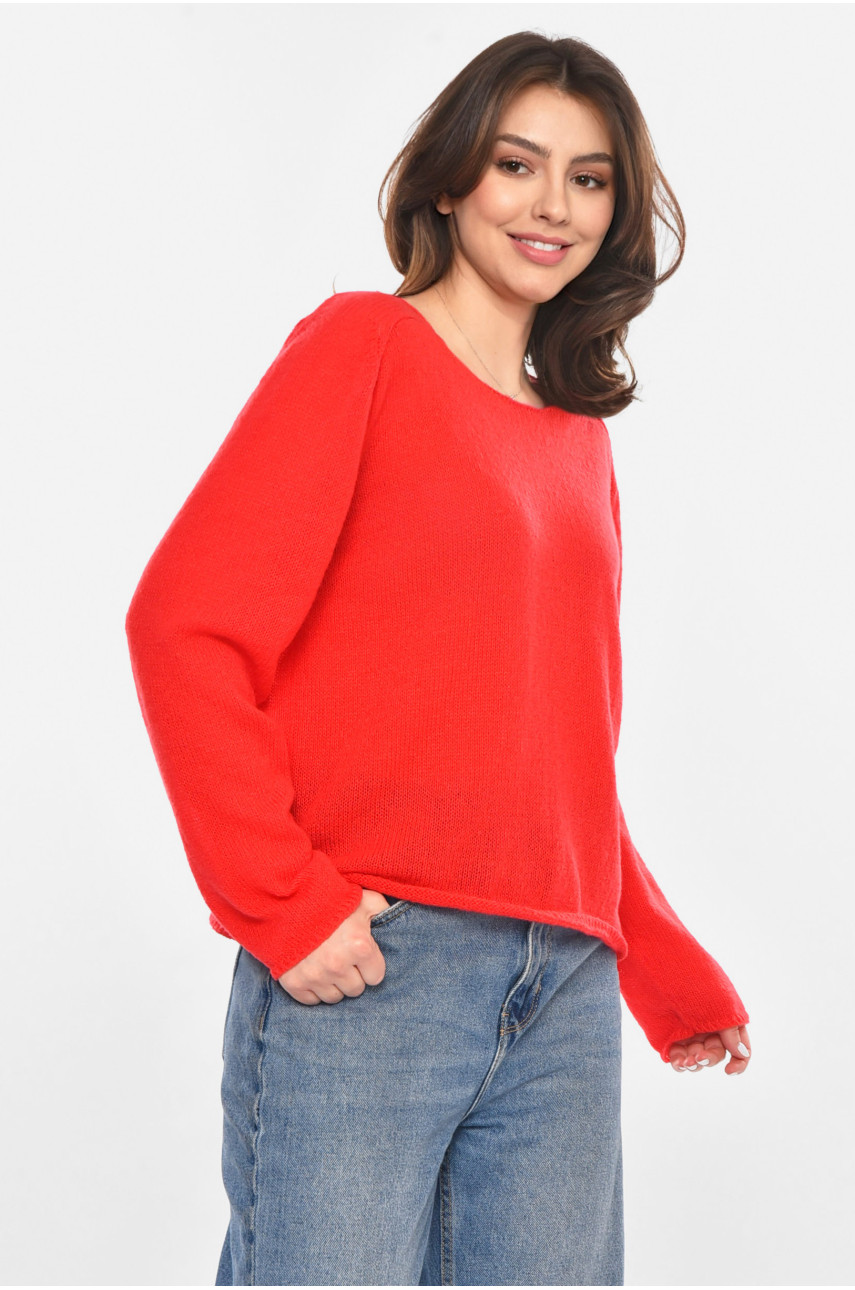 Кофта жіноча однотонна червоного кольору 213767