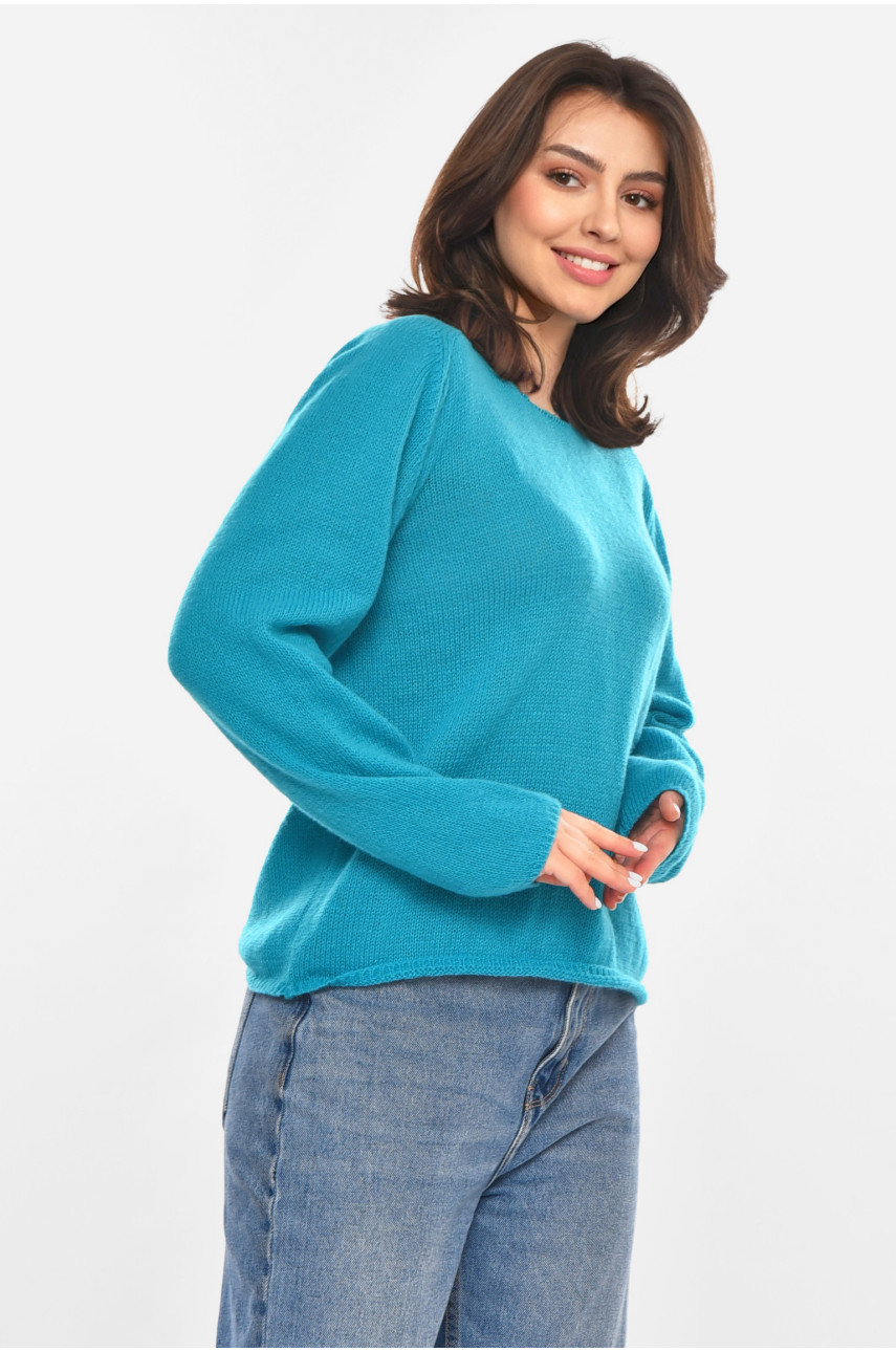 Кофта жіноча однотонна бірюзового кольору 213768