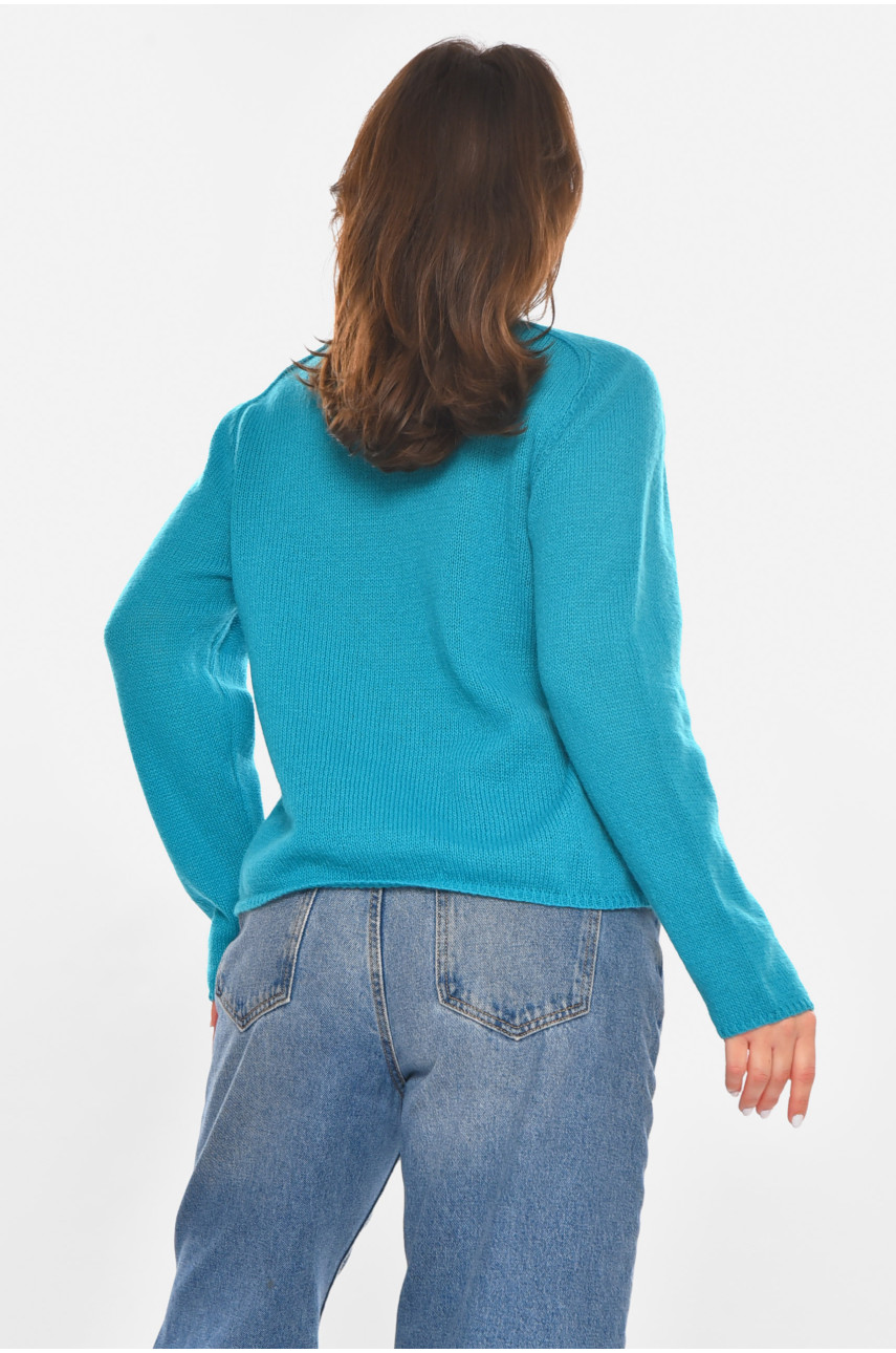 Кофта жіноча однотонна бірюзового кольору 213768