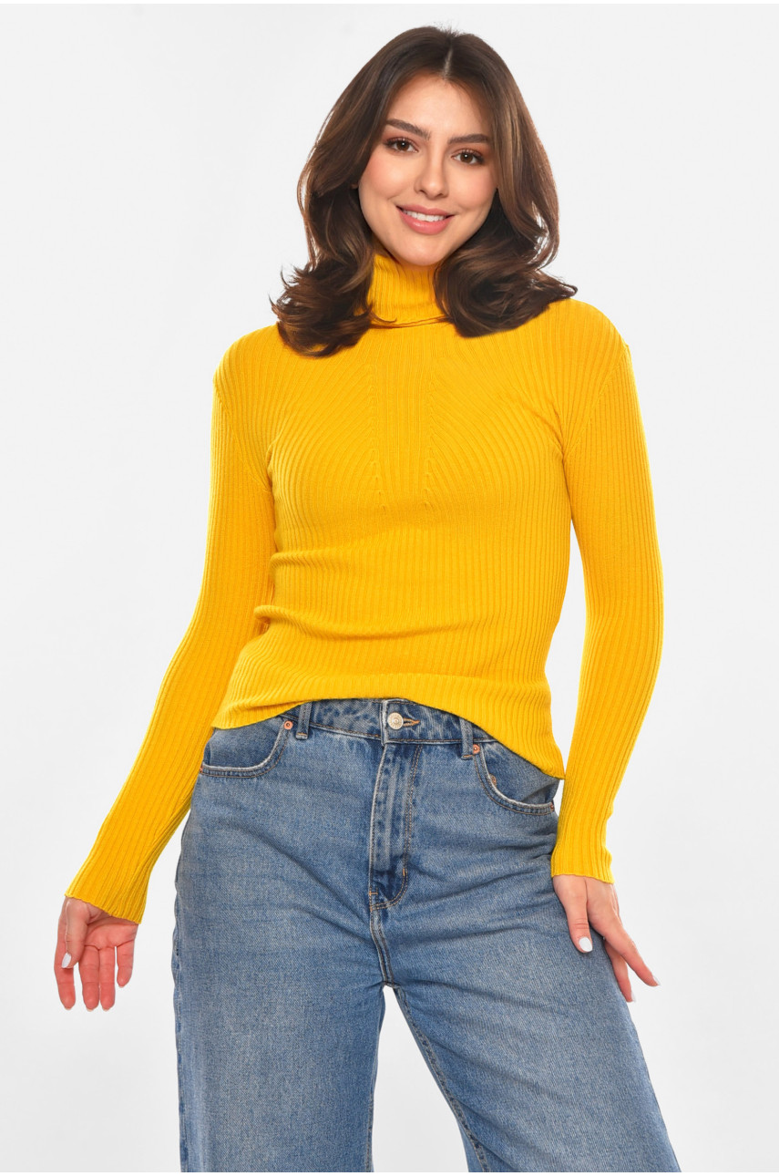 Гольф жіночий однотонний гірчичного кольору 213775