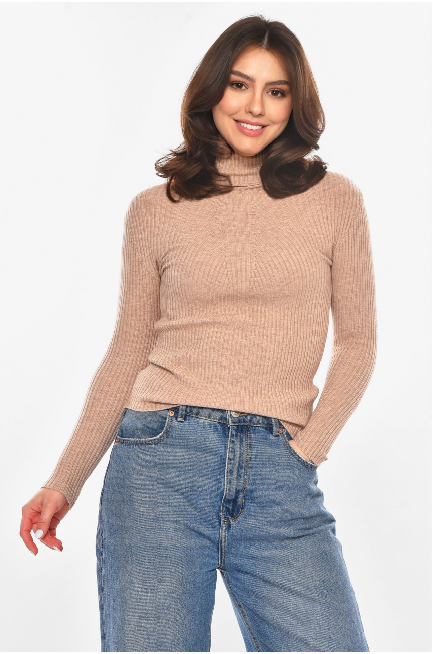 Гольф жіночий однотонний бежевого кольору 213777