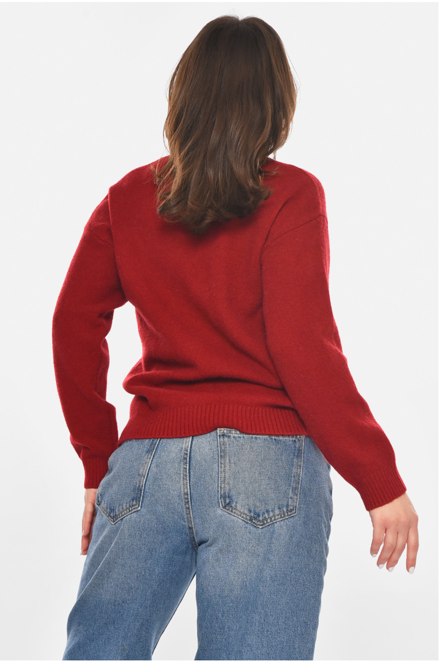 Кофта жіноча однотонна бордового кольору 213790