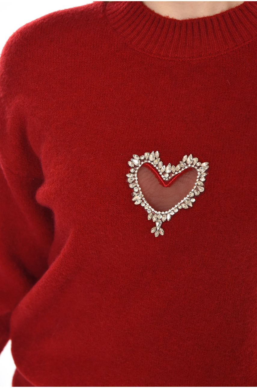 Кофта жіноча однотонна бордового кольору 213790