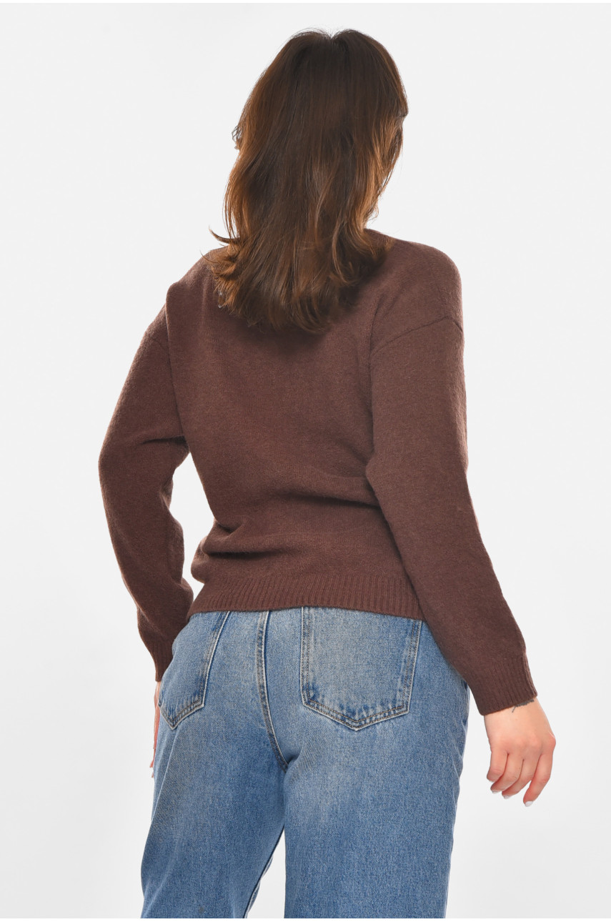 Кофта жіноча однотонна шоколадного кольору 213792