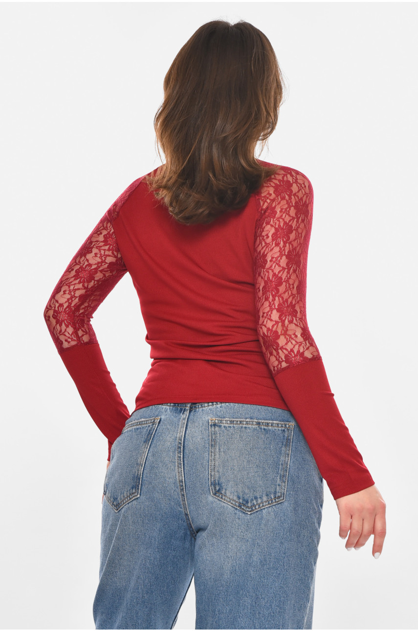 Кофта жіноча однотонна бордового кольору 213808