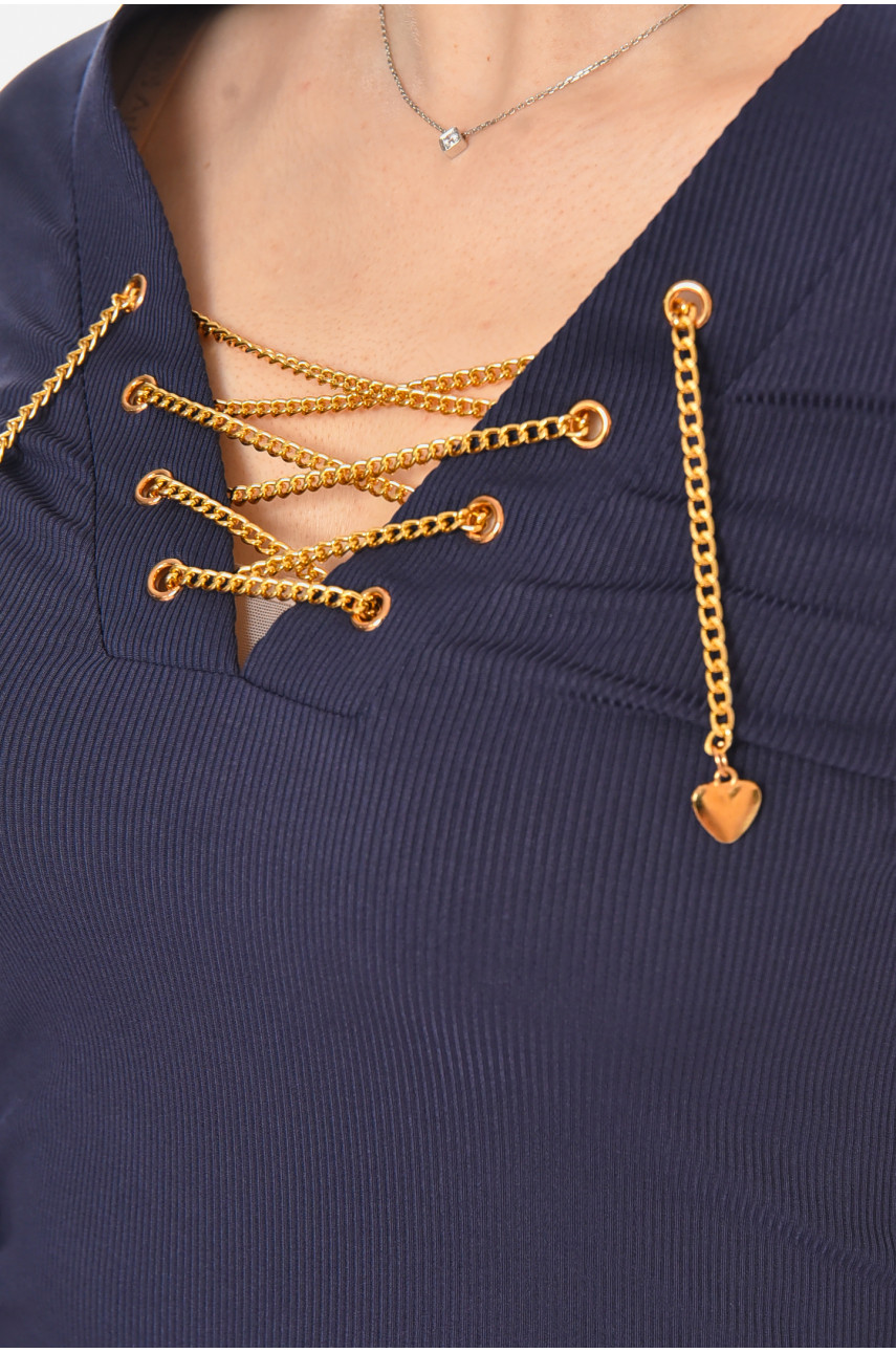 Кофта жіноча однотонна темно-синього кольору 213812