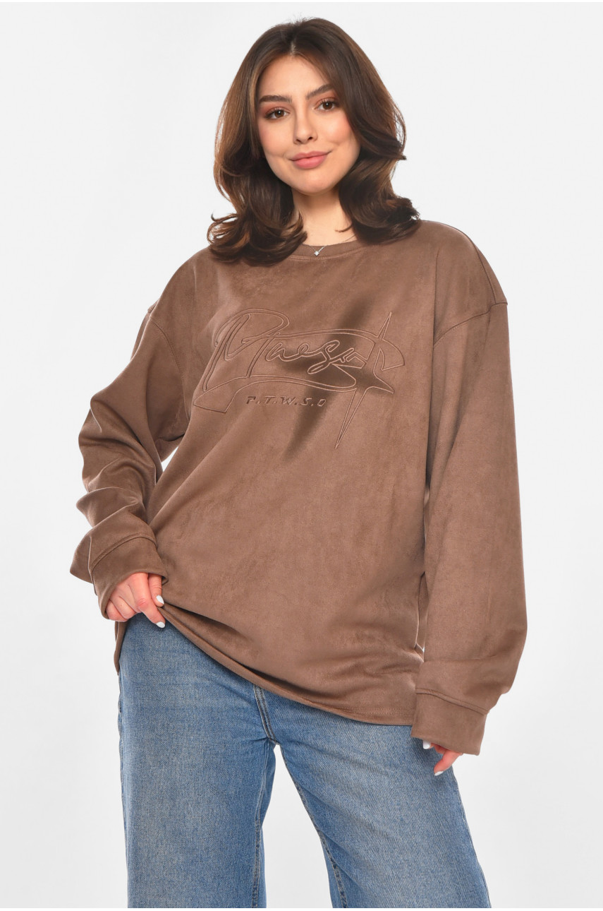 Кофта жіноча коричневого кольору з принтом 213815