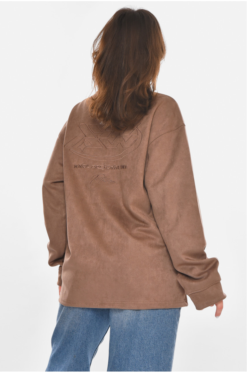Кофта жіноча коричневого кольору з принтом 213815