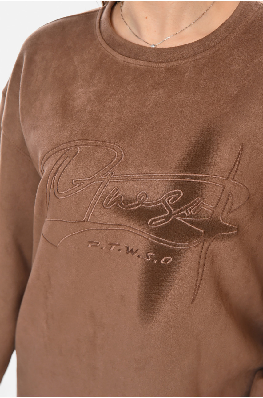 Кофта жіноча коричневого кольору з принтом 213815