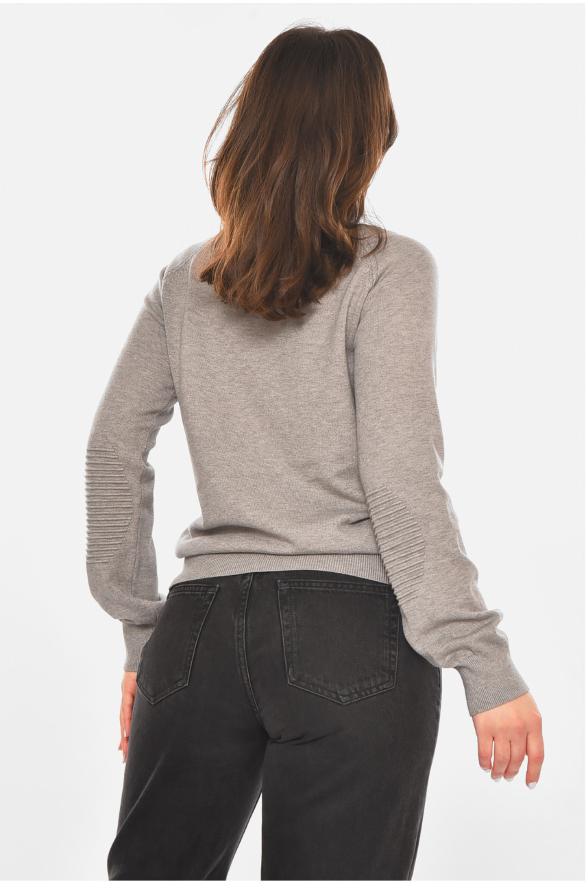 Кофта жіноча сірого кольору зі стразами 213818