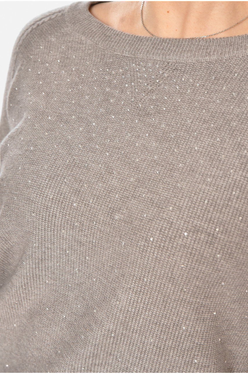 Кофта жіноча сірого кольору зі стразами 213818