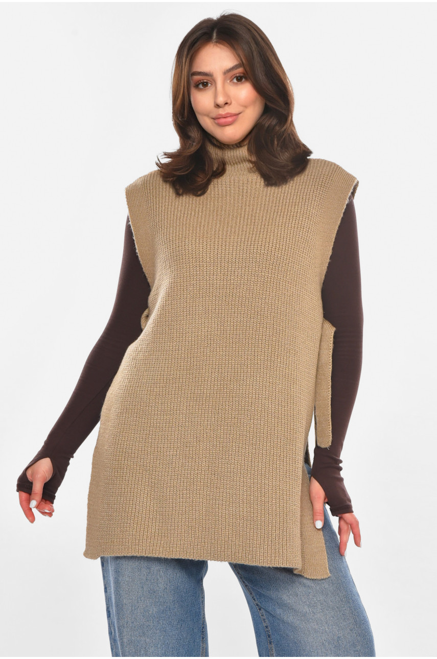 Кардиган женский однотонный цвета мокко на завязках 213821