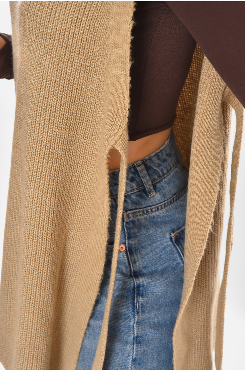 Кардиган женский однотонный цвета мокко на завязках 213821