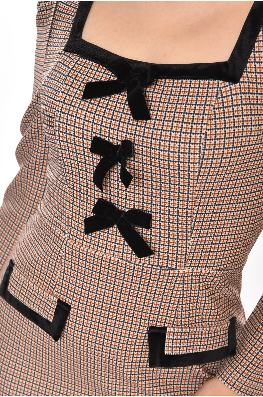 Сукня жіноча коричневого кольору з принтом 213856