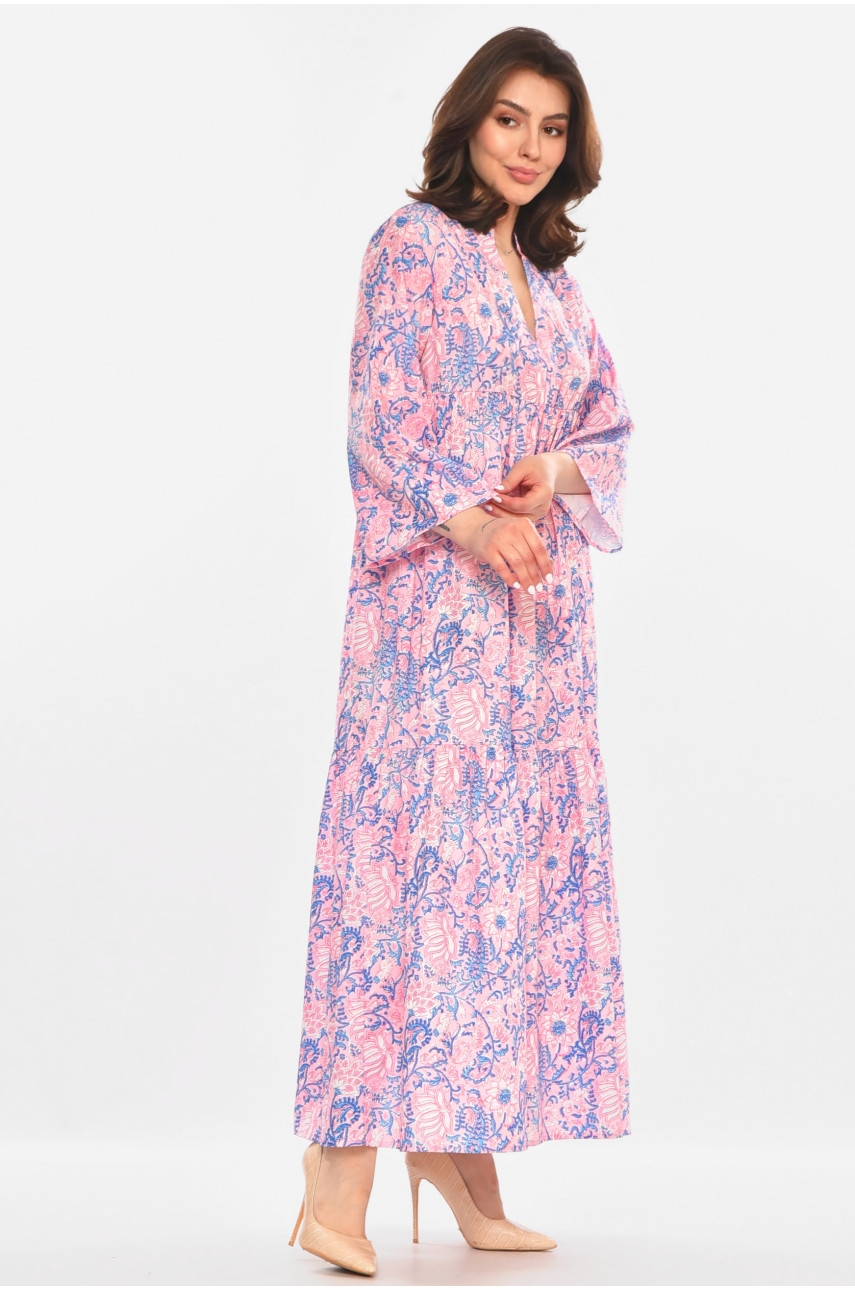 Сукня жіноча рожевого кольору з принтом 213881