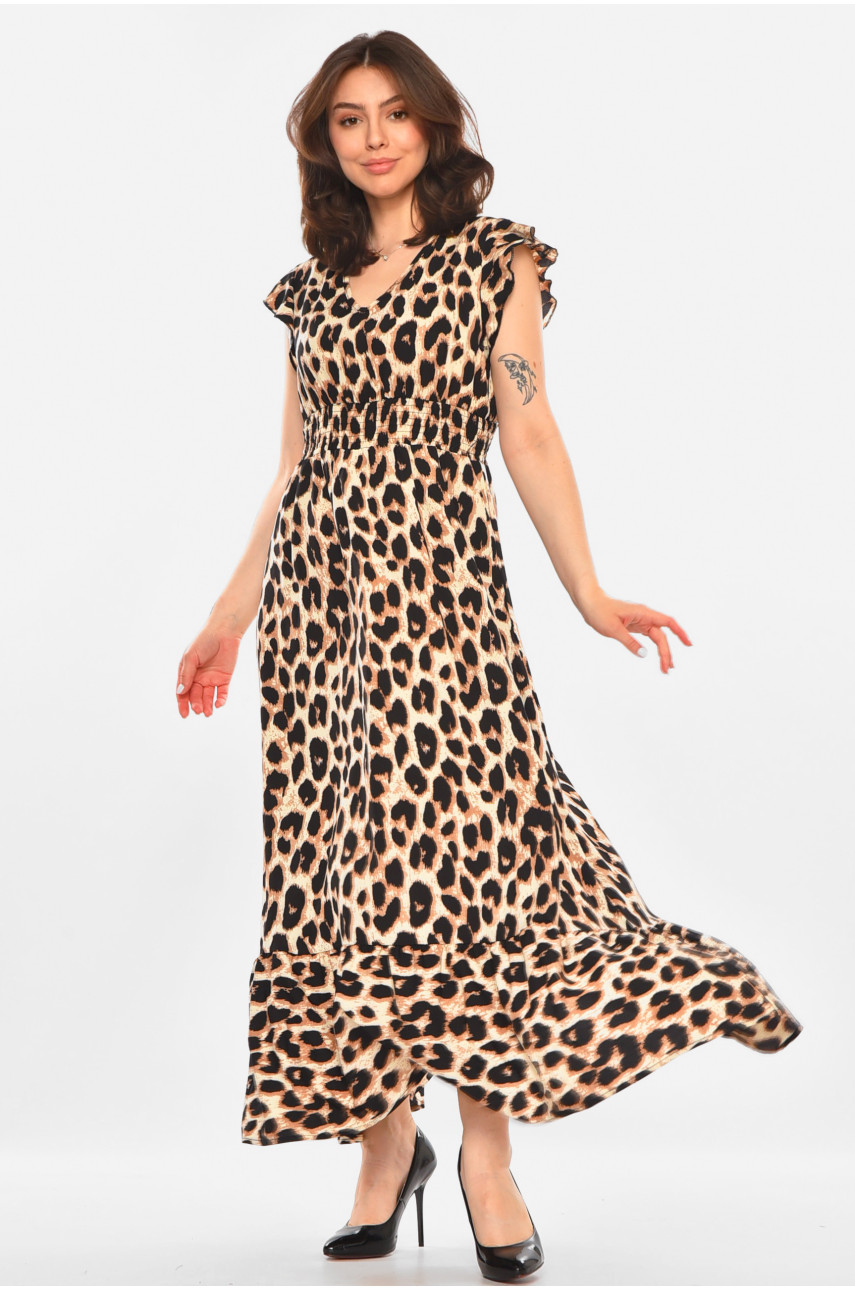 Сукня жіноча бежевого кольору з принтом 213907