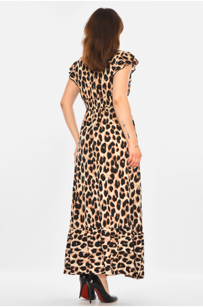 Сукня жіноча бежевого кольору з принтом 213907