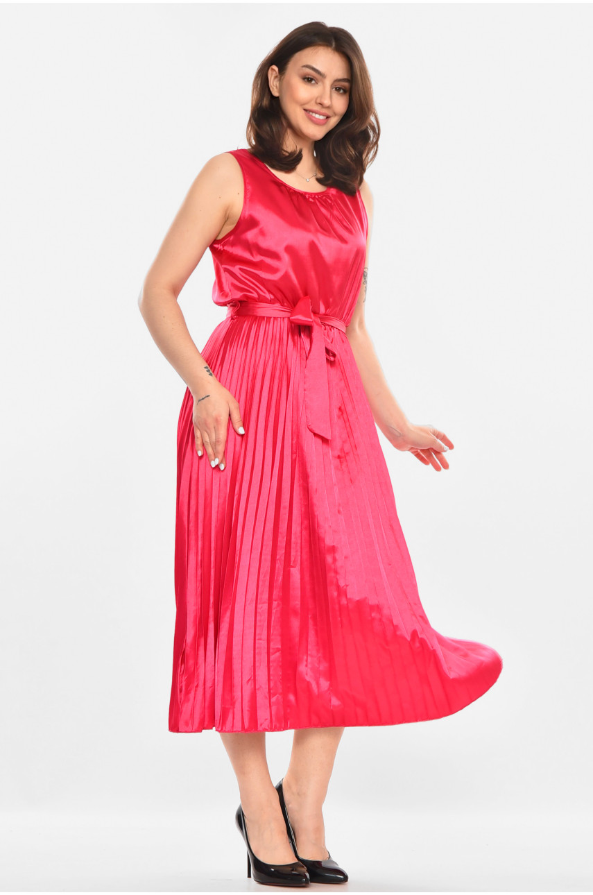 Сукня жіноча однотонна малинового кольору 213909