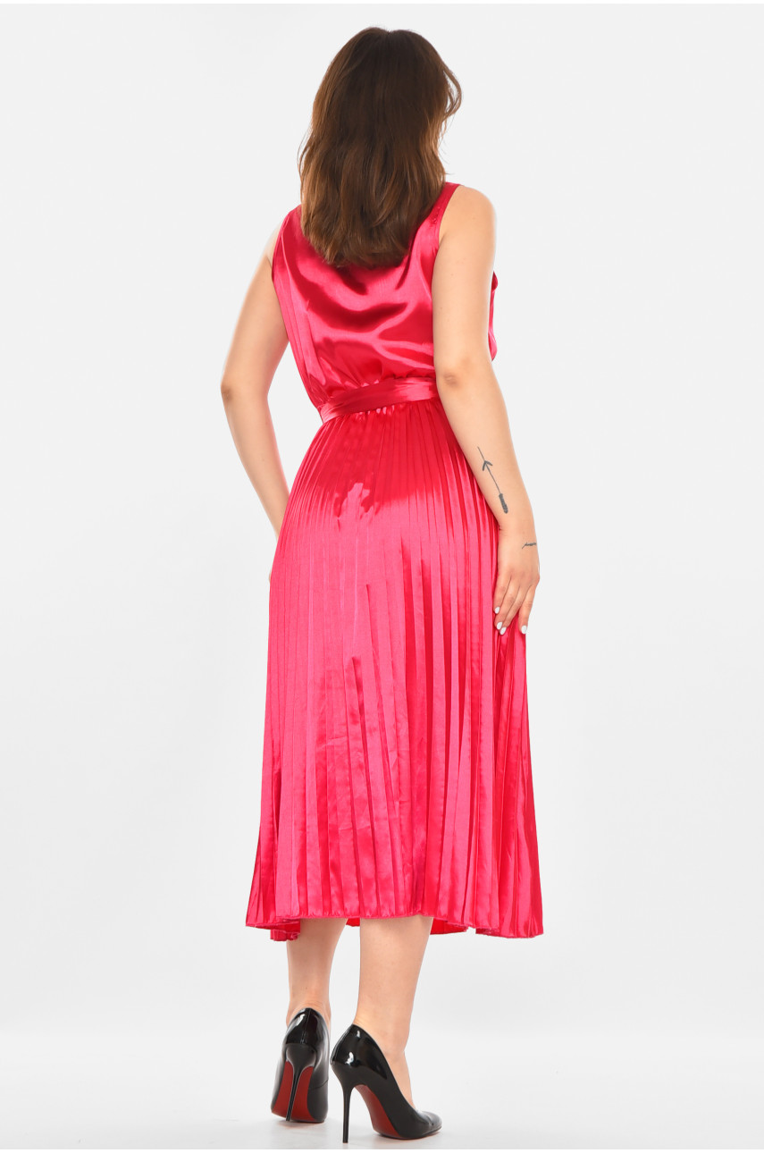 Сукня жіноча однотонна малинового кольору 213909