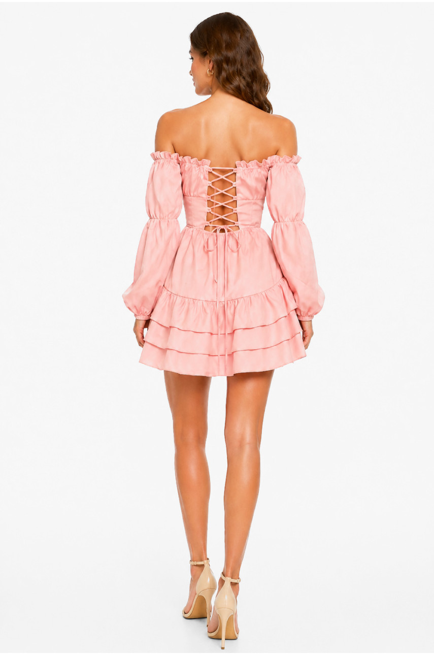 Сукня жіноча однотонна персикового кольору 213950