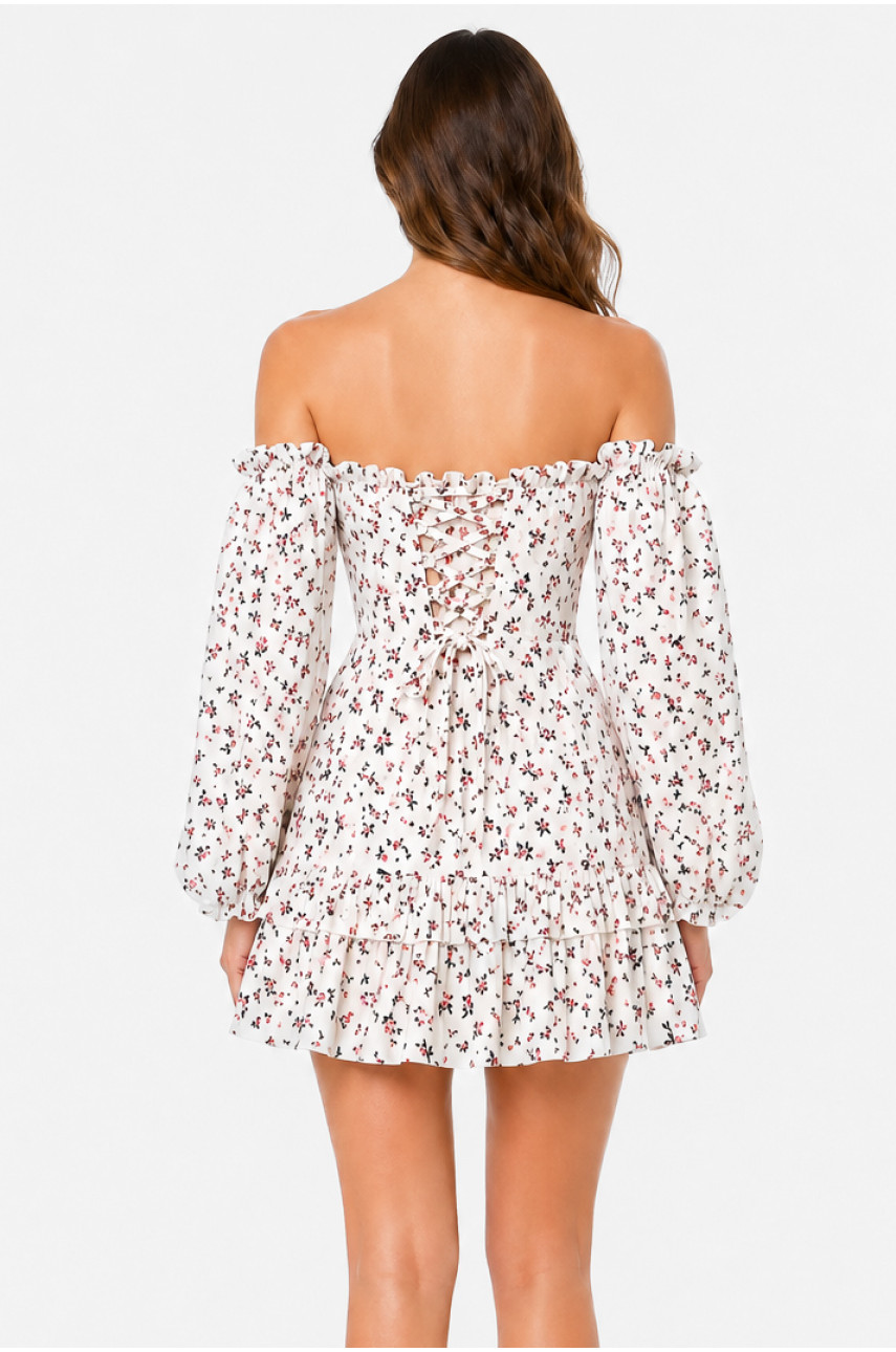 Сукня жіноча білого кольору з принтом 213961