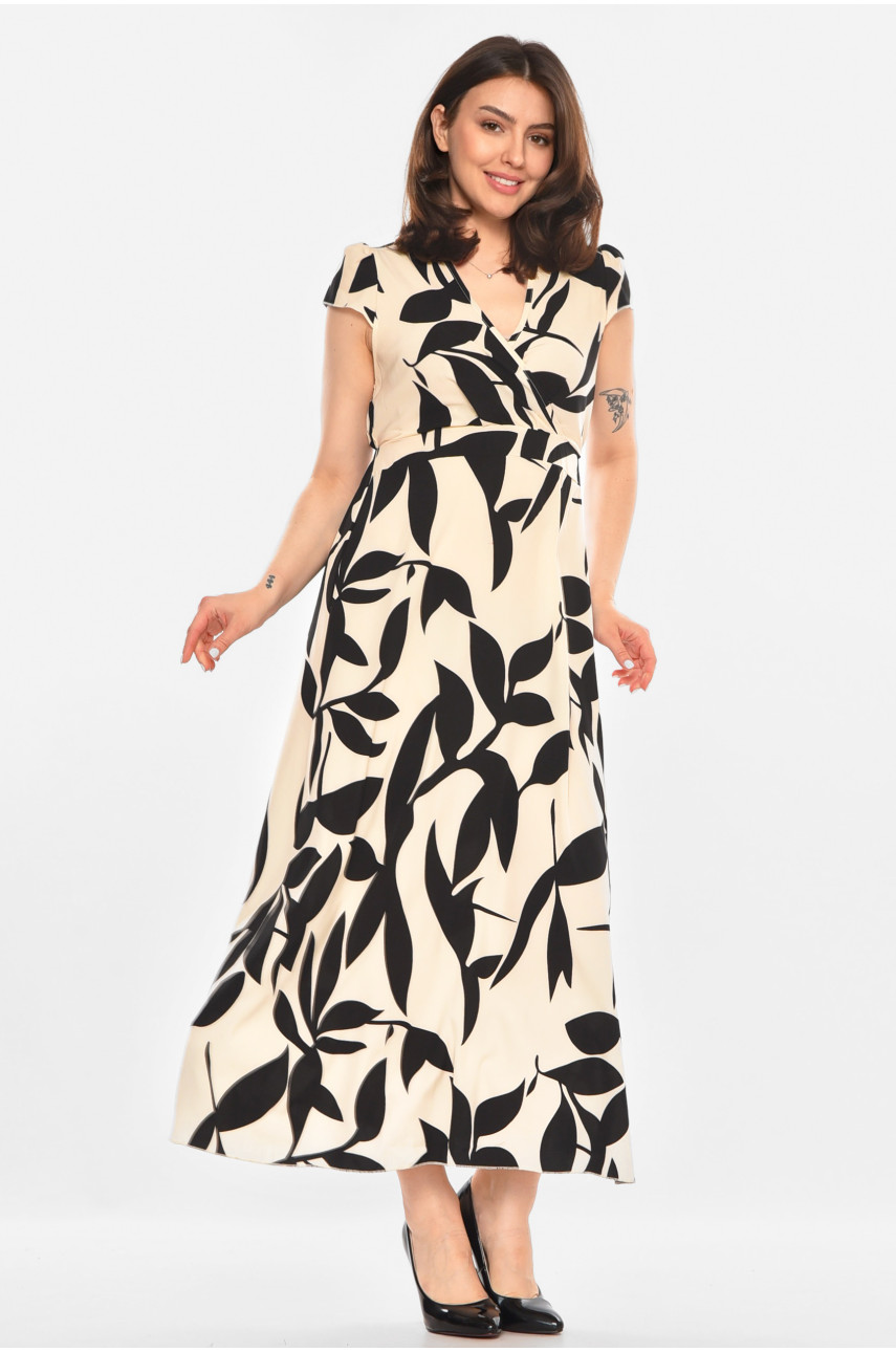 Сукня жіноча бежевого кольору з принтом 213971