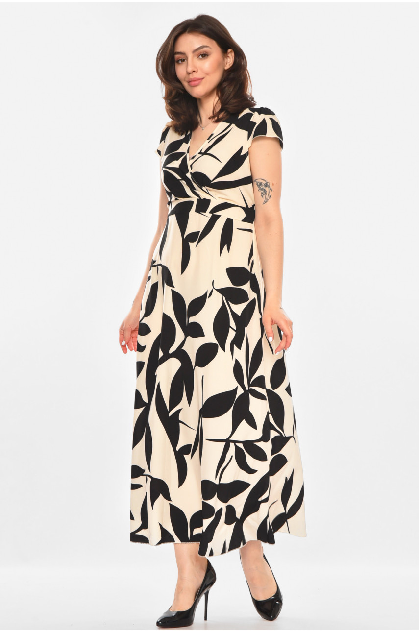 Сукня жіноча бежевого кольору з принтом 213971