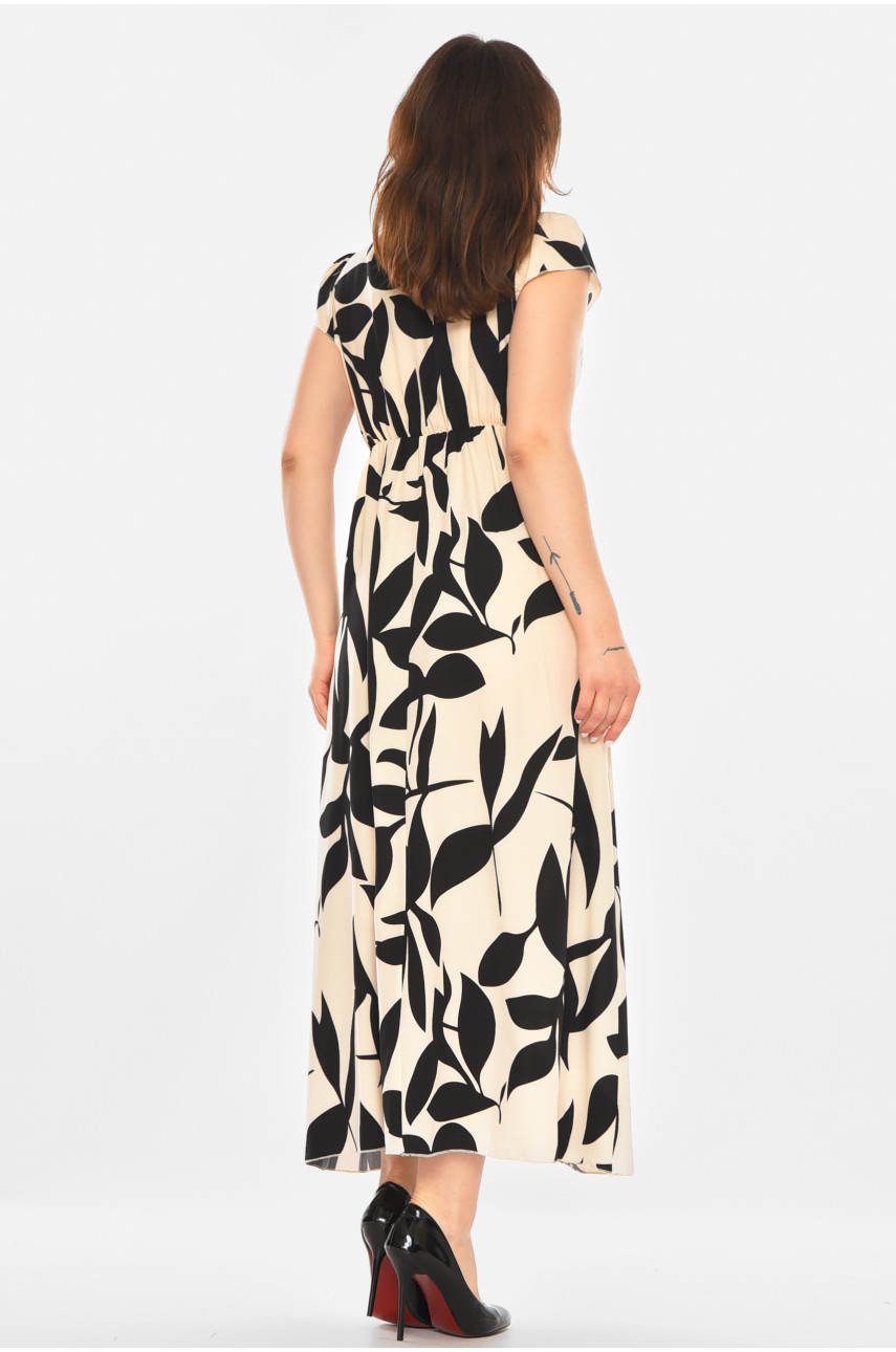 Сукня жіноча бежевого кольору з принтом 213971