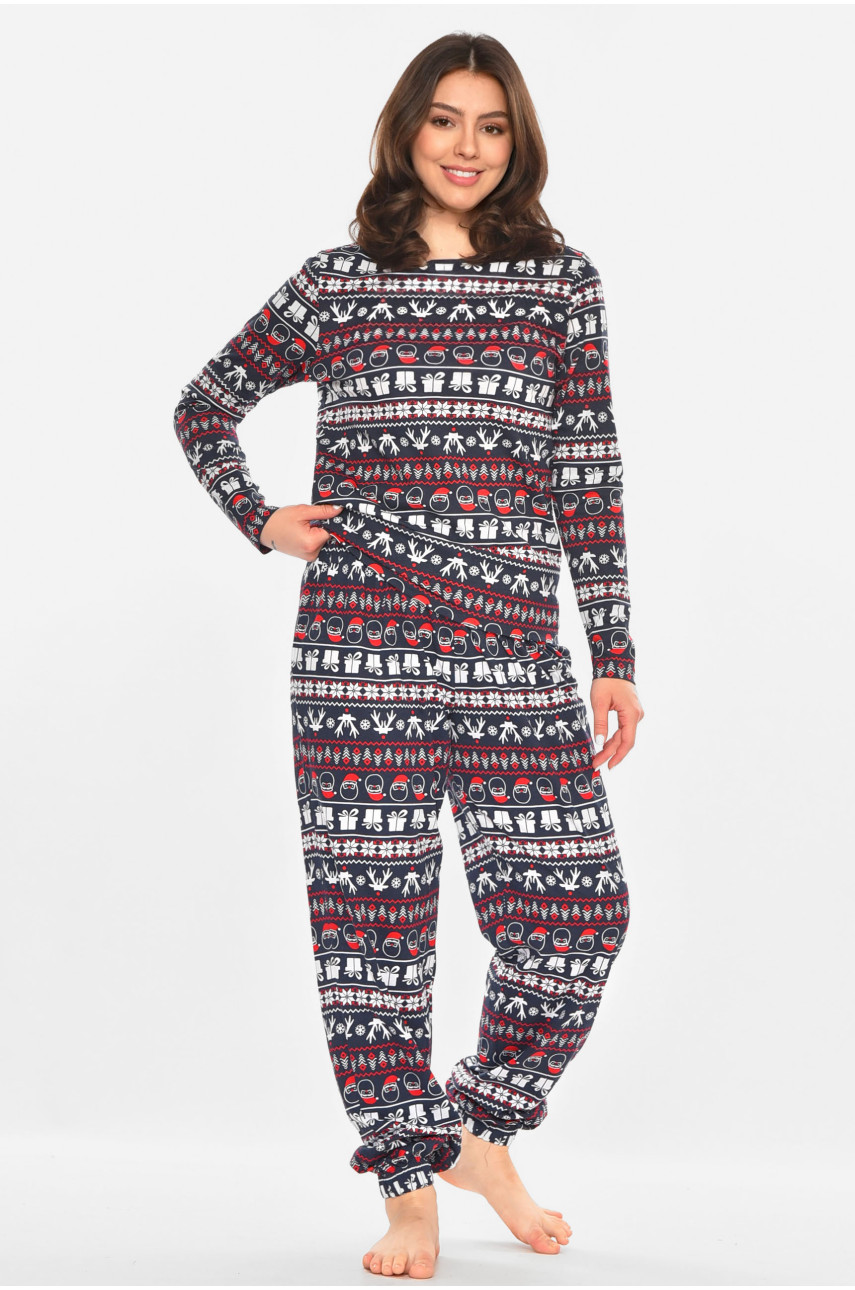 Пижама женская темно-синего цвета с новогодним принтом 213979