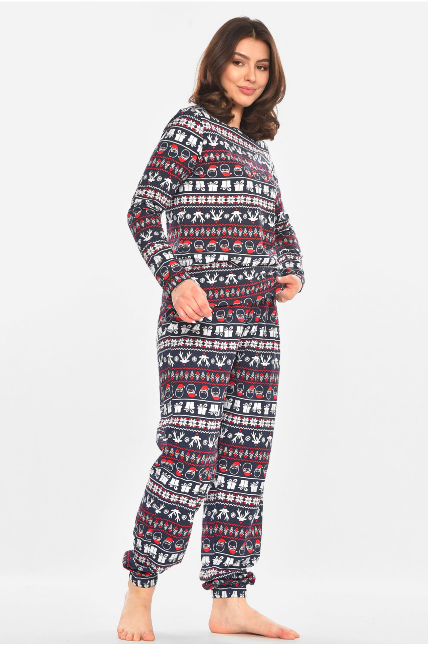 Пижама женская темно-синего цвета с новогодним принтом 213979