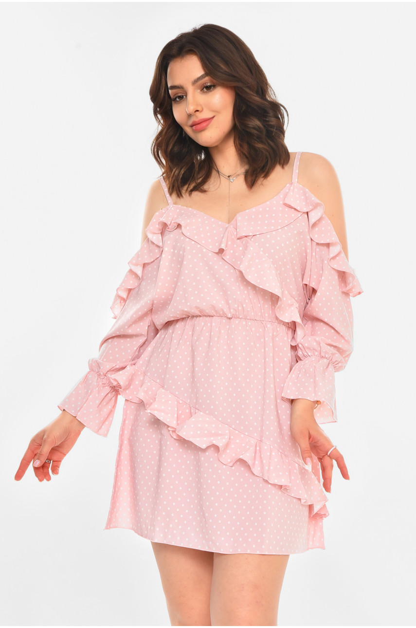 Сукня жіноча в горох світло-рожевого кольору 05217 214725
