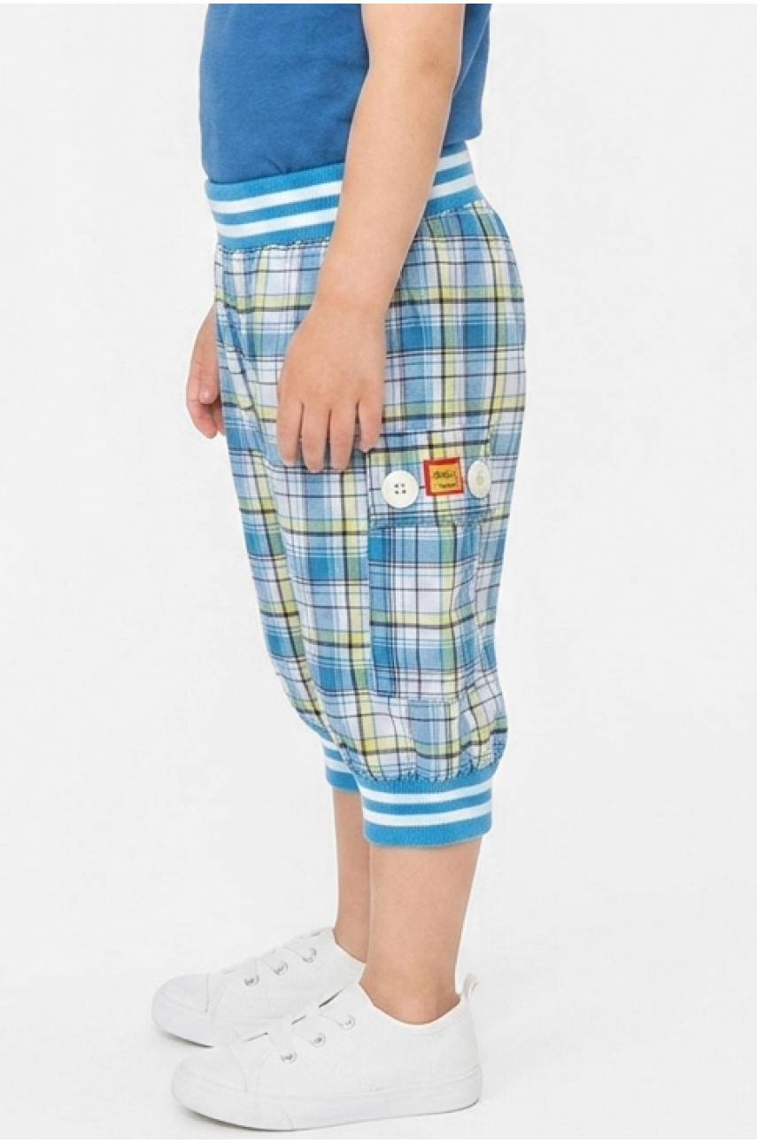 Бриджи детские для мальчика голубого цвета с принтом 215868