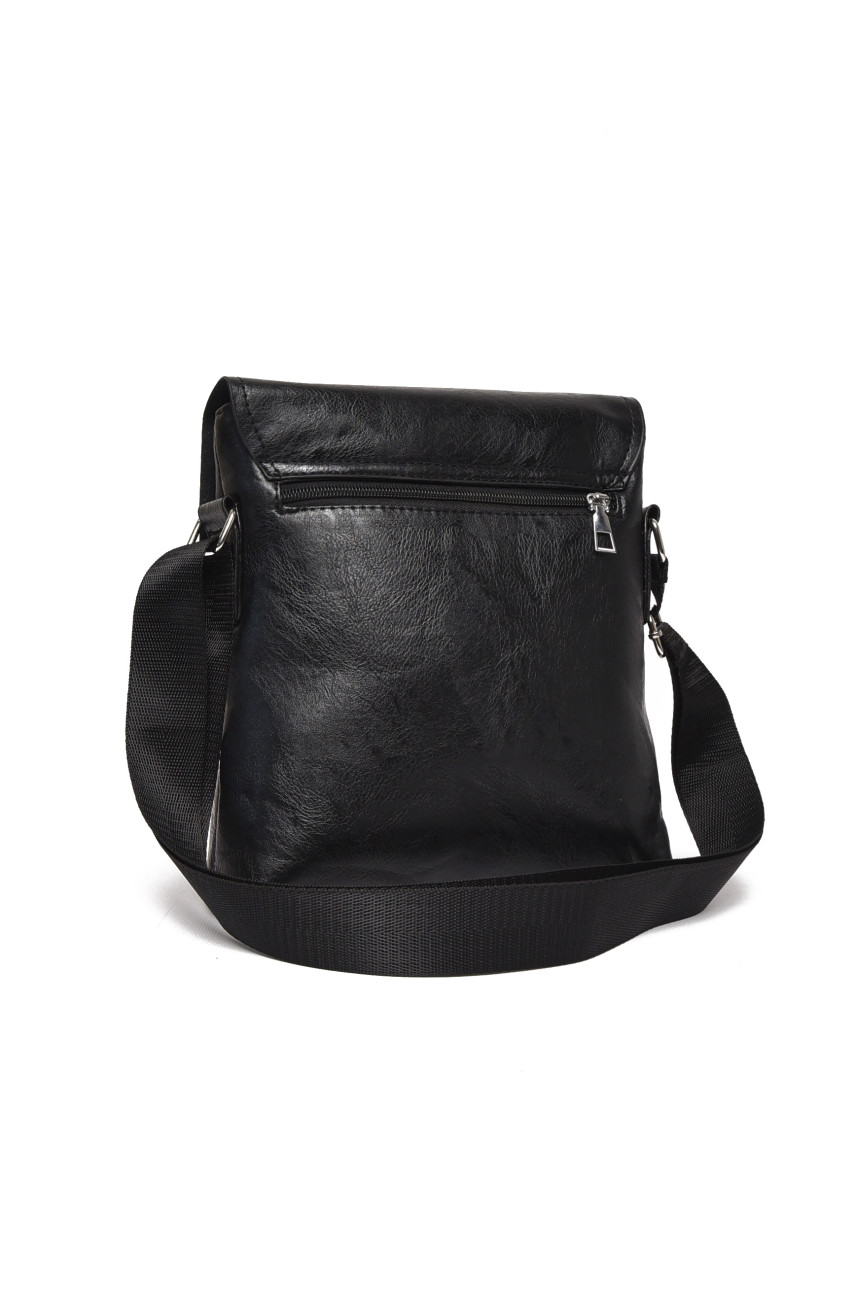 Сумка мужская через плечо из экокожи  черного цвета 2701-2 216694