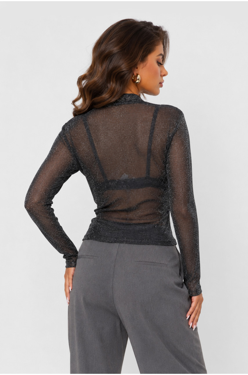 Кофта женская однотонная черного цвета 1815-1 217185 Кофта женская однотонная черного цвета 1815-1 217185