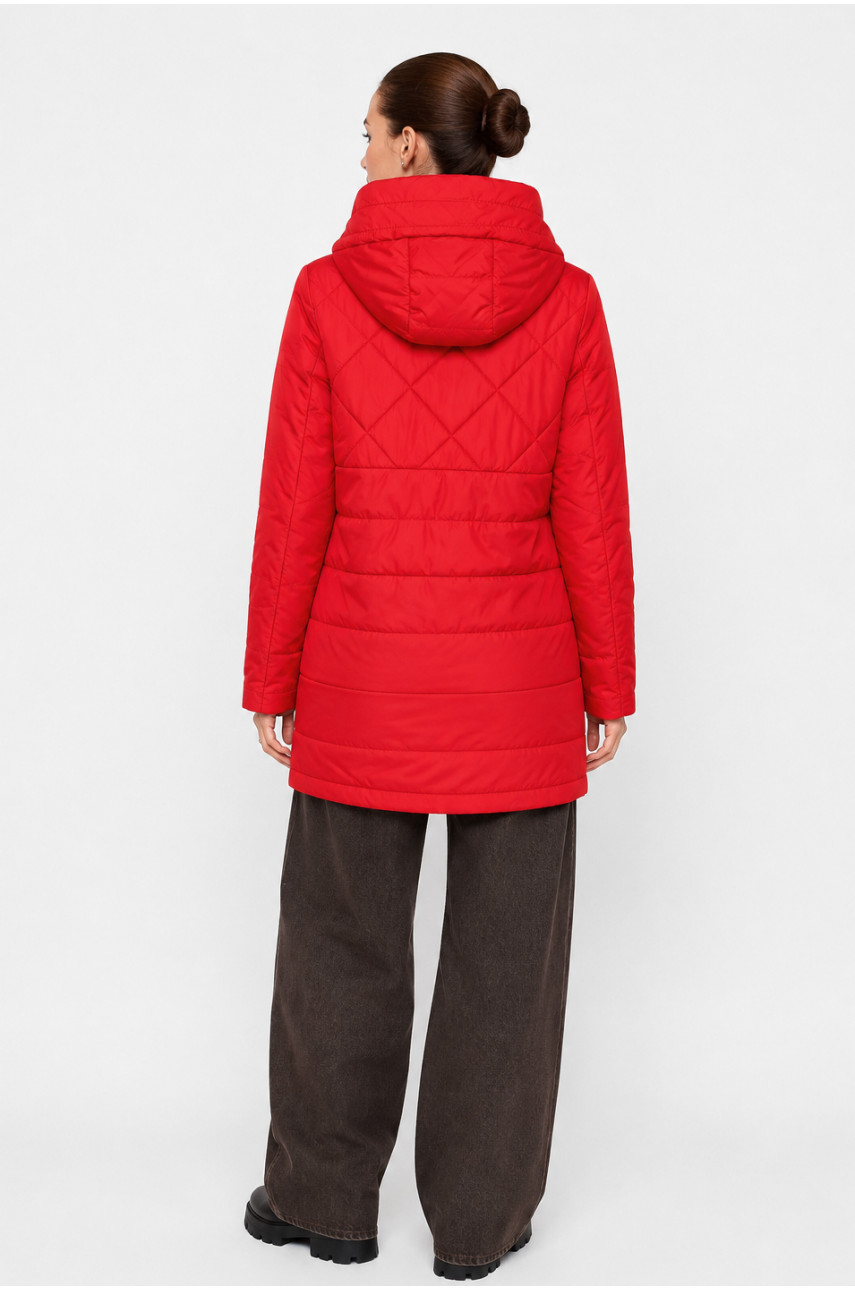 Куртка женская демисезонная красного цвета 114 217975