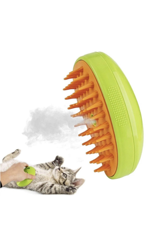 Паровая щетка спрей Pet Spray Massage Brush Массажер 3в1 зеленого цвета 218260